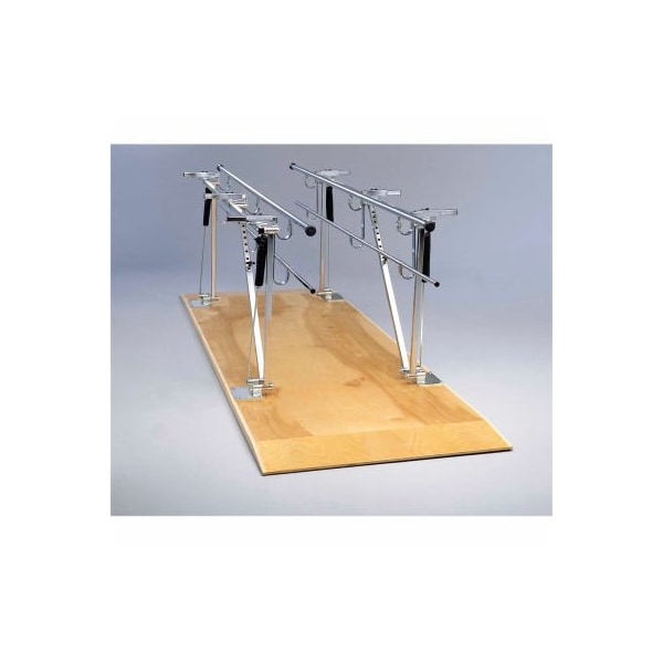 Fabrication Enterprises Deluxe Wood Platform Mounted Parallel Bars, Height/Width Adjustable, 12' L 15-4082 - main